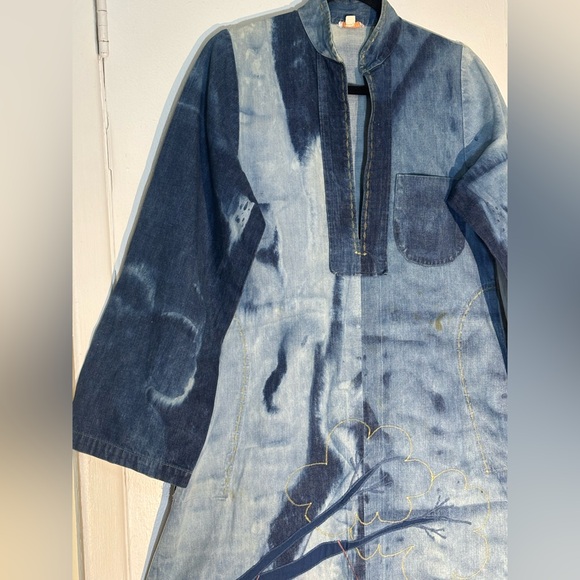Serendipity Vintage Hand Embroidered Dyed Denim Dress.In Museum Collection.SZ L - Picture 11 of 16
